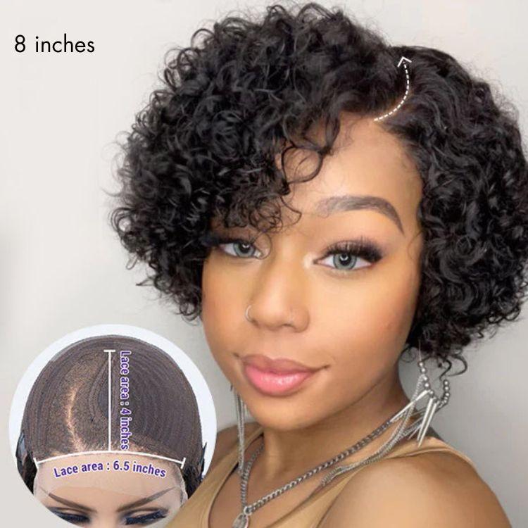 Weekly Special | Trendy Short Cut Curly Minimalist HD Lace Glueless Side Part Wig 100% Human Hair