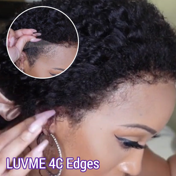 4C Edges | Realistic Kinky Edges Afro Curly Glueless Long Wig 100% Human Hair -US Only