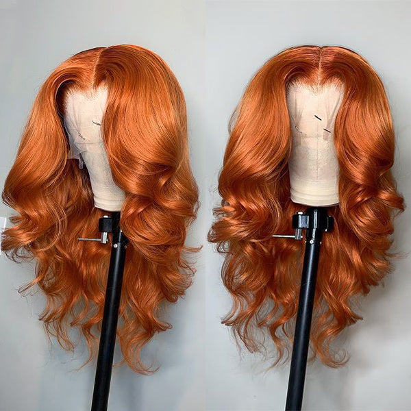 Ginger Orange Color Glueless Compact 13x4 Frontal Lace Wig