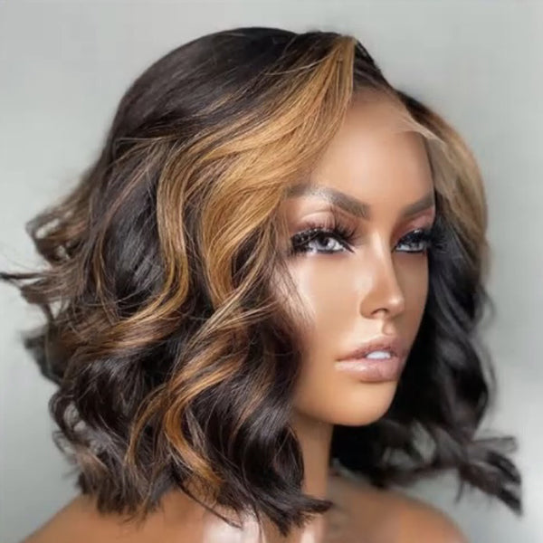 Luvme Hair Blonde Mix Loose Wave 5x5 Closure HD Lace Glueless Side Part Short Wig - US Only